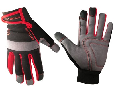 Zero Friction Red Ultra Suede Work Glove, Nylon/Polyurethane, Universal Fit, 1 Pair