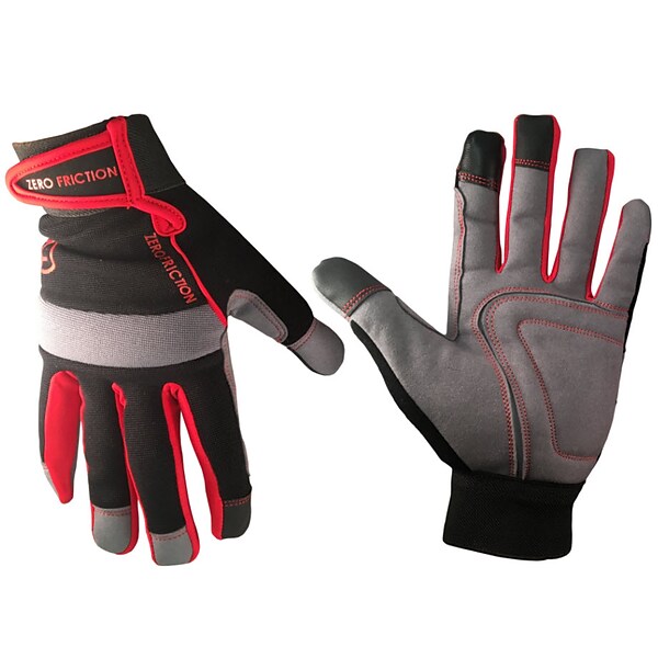 Zero Friction Red Ultra Suede Work Glove, Nylon/Polyurethane, Universal Fit, 1 Pair