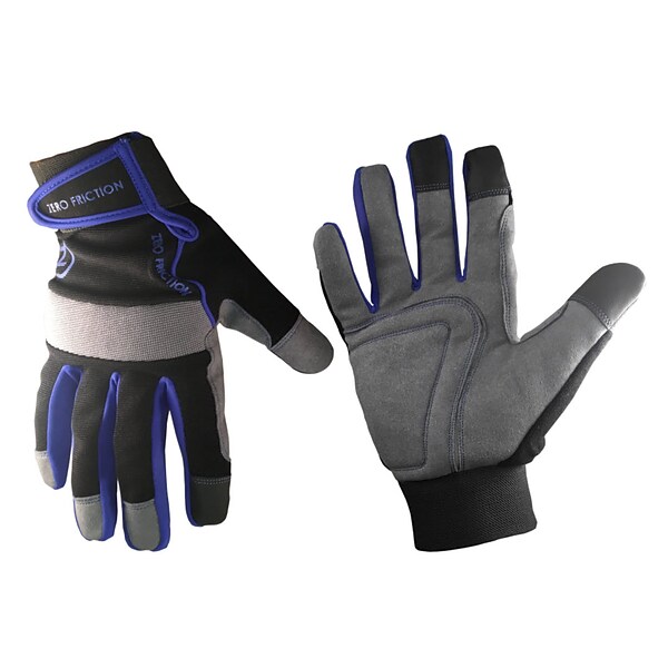 Zero Friction Blue Ultra Suede Work Glove, Nylon/Polyurethane, Universal Fit, 1 Pair