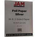 JAM Paper® 2-Sided Foil Colored Paper, 24 lbs., 8.5 x 11, Silver, 50 Sheets/Pack (1683737)