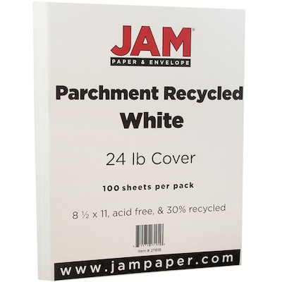 JAM Paper 8.5 x 11 Recycled Parchment Paper, 24 lbs., 100 Brightness, 50 Sheets/Pack (27010A)