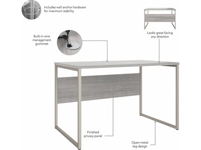 Bush Business Furniture Hybrid 48"W Computer Table Desk with Metal Legs, Platinum Gray (HYD248PG)