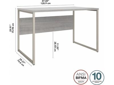 Bush Business Furniture Hybrid 48"W Computer Table Desk with Metal Legs, Platinum Gray (HYD248PG)