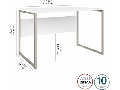 Bush Business Furniture Hybrid 48" W Computer Desk with Metal Legs, White (HYD248WH)