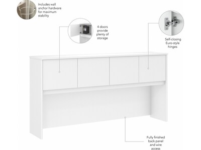 Bush Business Furniture Hybrid 72 "W Desktop Hutch, White (HYH172WH-Z)