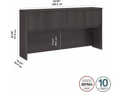 Bush Business Furniture Hybrid 72 "W Desktop Hutch, Storm Gray (HYH172SG-Z)