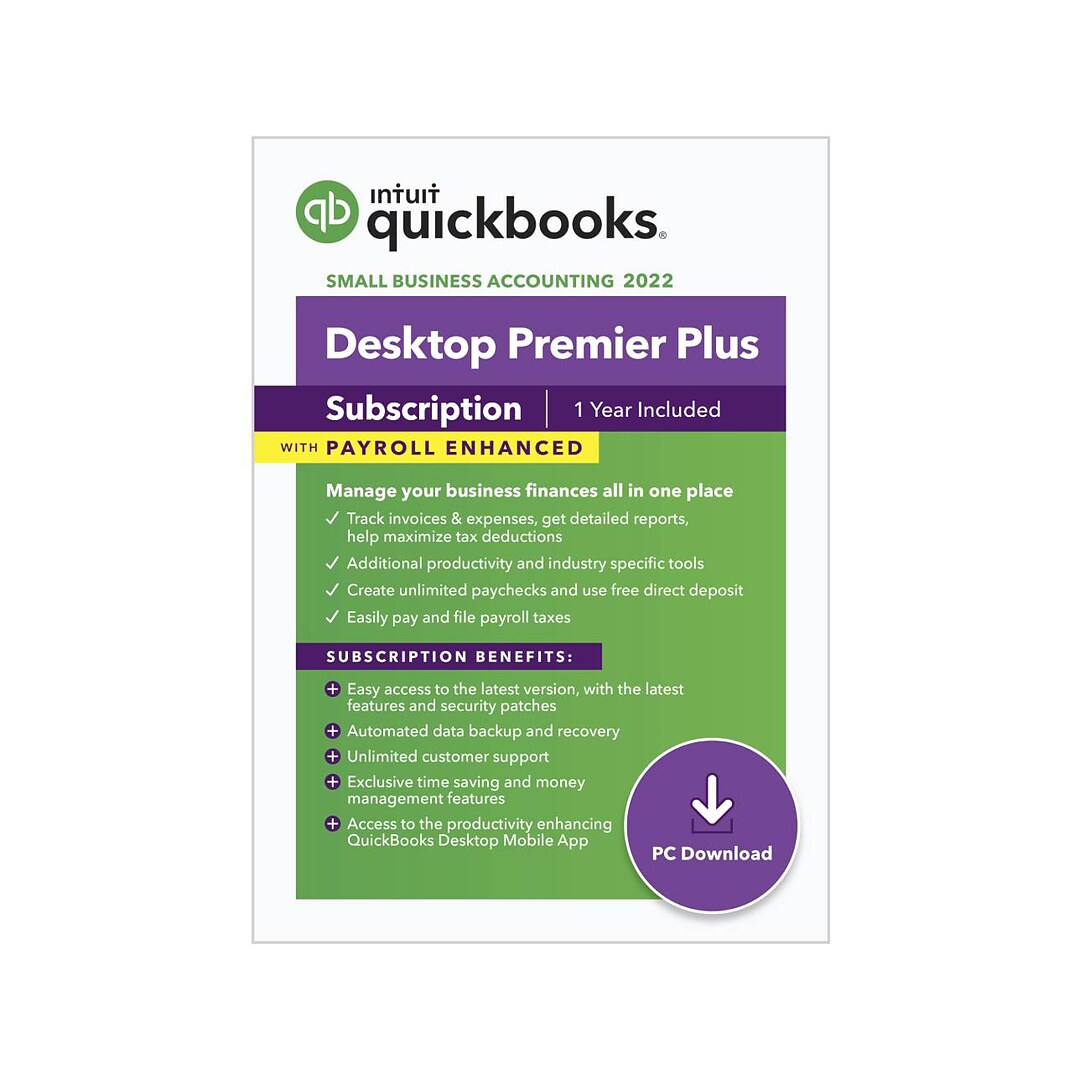 quickbooks desktop premier plus with enhanced payroll for 1 user windows download 5100050 quill com