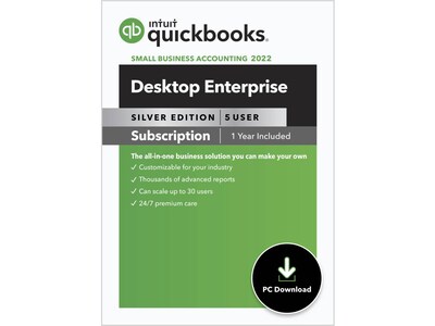 QuickBooks Desktop Enterprise Silver 2022 for 5 Users, Windows, Download (5100126)