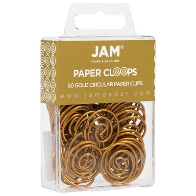 JAM Paper Circular Small Paper Clips, Gold, 2 Packs of 50 (21832062B)