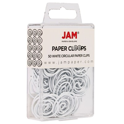 JAM Paper Circular Small Paper Clips, White, 2 Packs of 50 (2187139B)