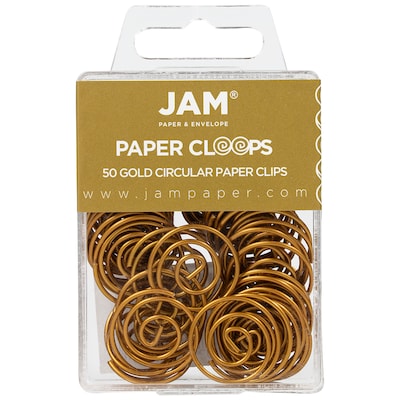 JAM Paper® Circular Colored Papercloops, Gold Round Paper Clips, 50/pack (21832062)