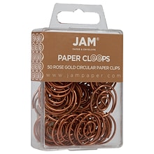 JAM Paper® Circular Colored Papercloops, Rose Gold Round Paper Clips, 50/pack (21832061)
