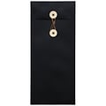 JAM Paper #10 Policy Business Envelopes with Button and String Closure, 4 1/8 x 9 1/2, Black Linen