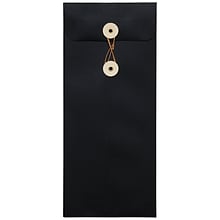 JAM Paper #10 Policy Business Envelopes with Button and String Closure, 4 1/8 x 9 1/2, Black Linen