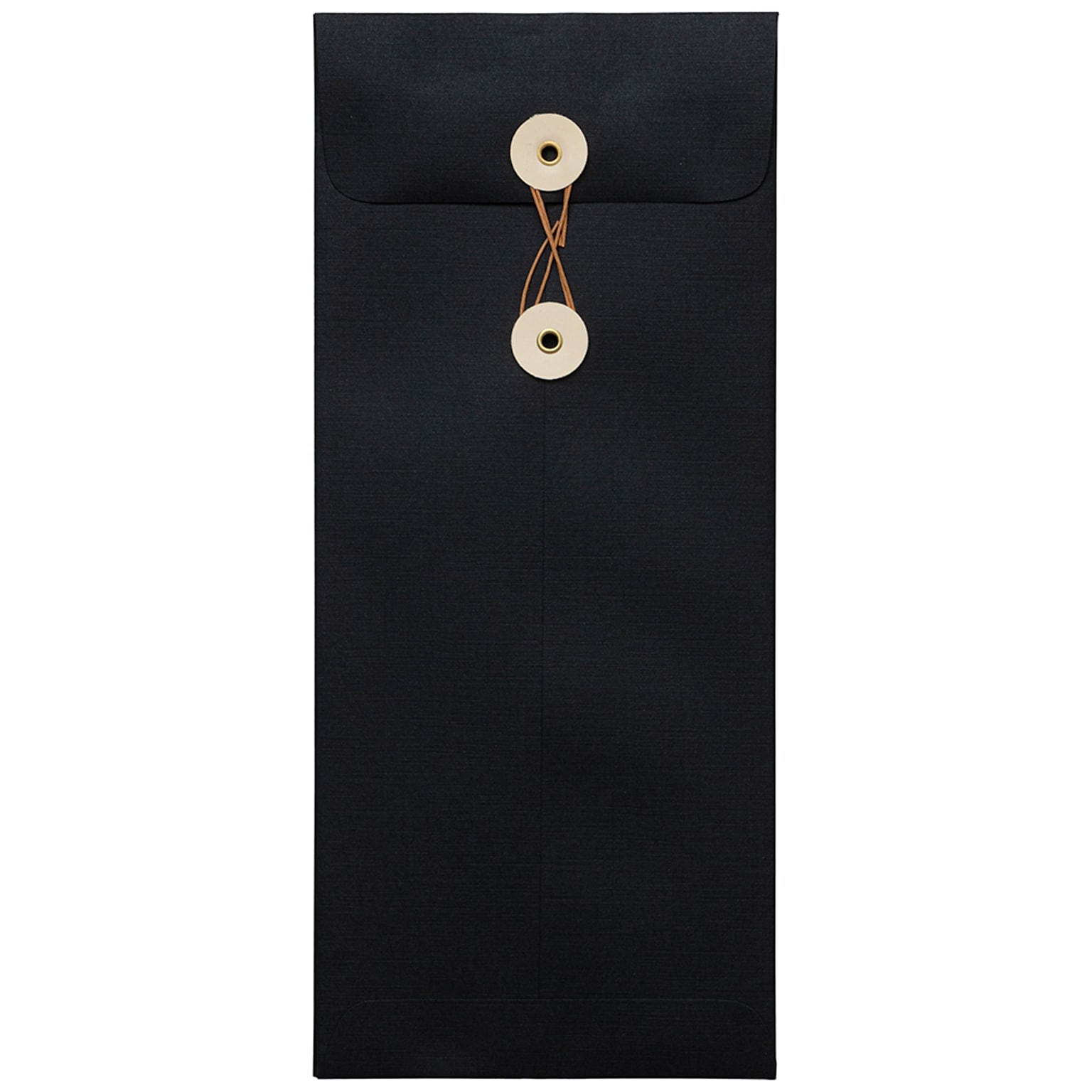 JAM Paper #10 Policy Business Envelopes with Button and String Closure, 4 1/8 x 9 1/2, Black Linen, 25/Pack (1261601)