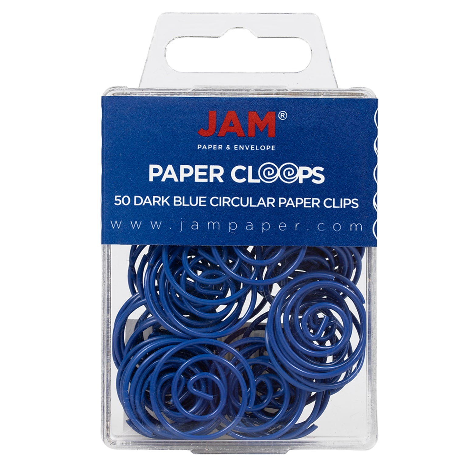 JAM Paper Circular Small Paper Clips, Dark Blue, 50/Pack (2187134)