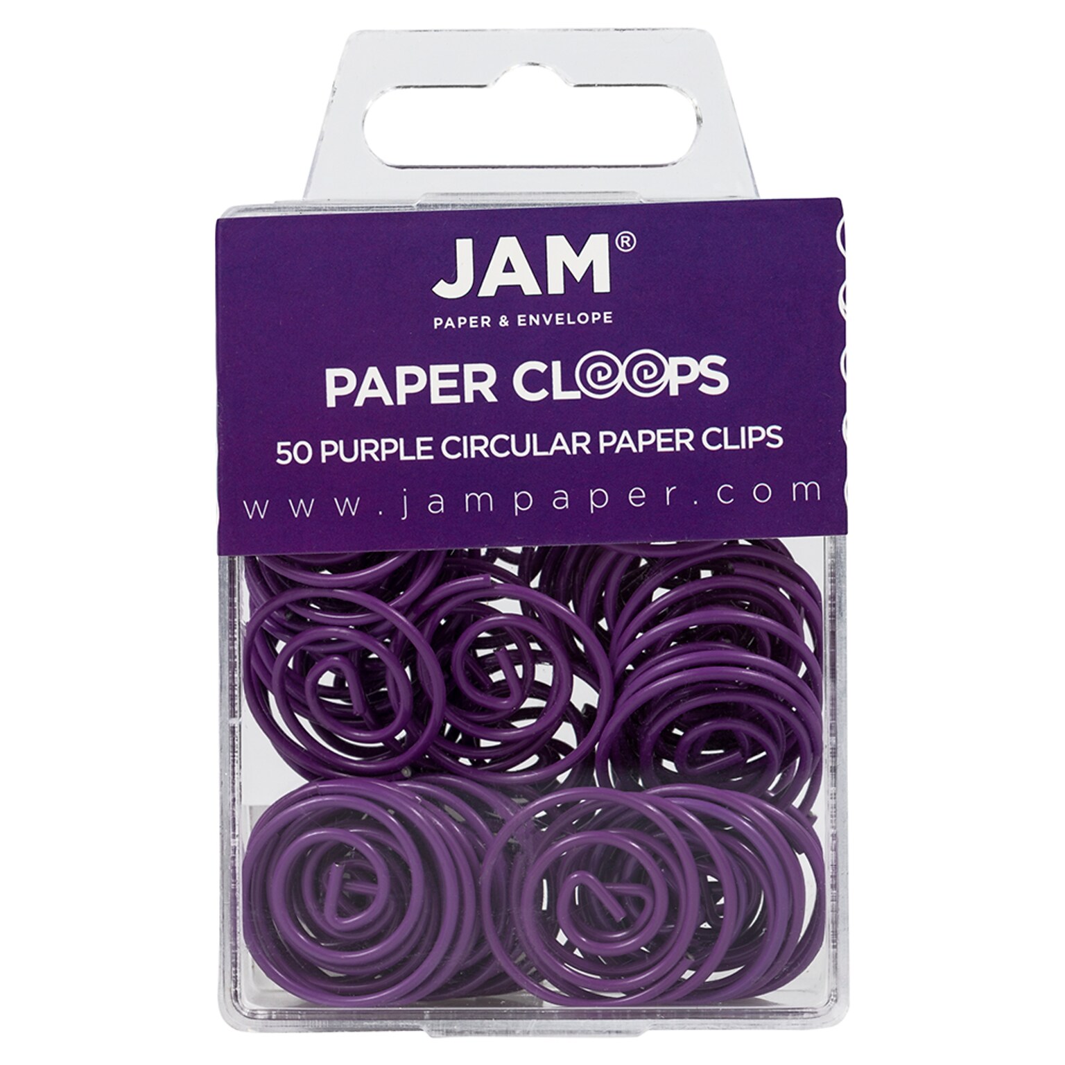 JAM Paper Circular Small Paper Clips, Purple, 50/Pack (2187137)