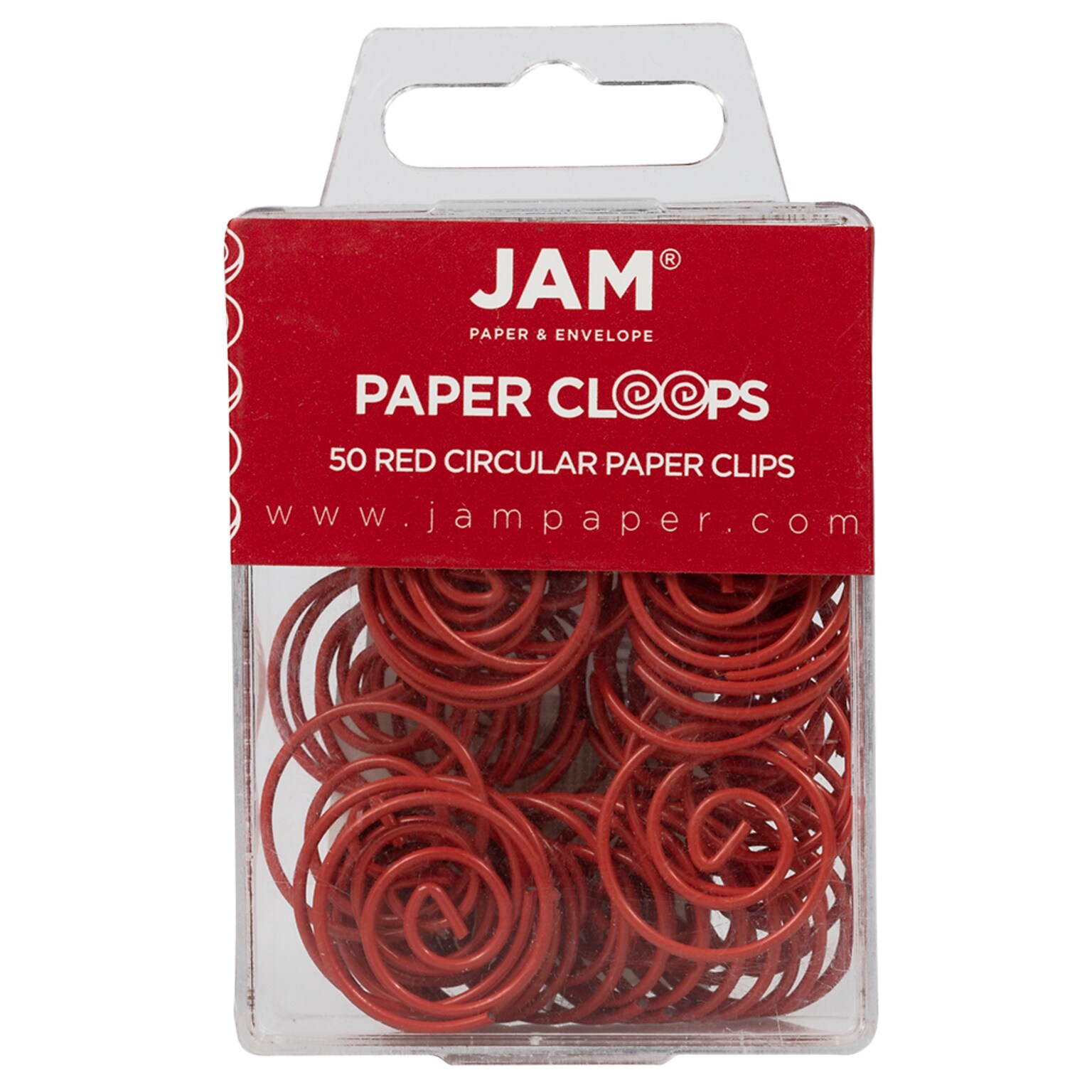 JAM Paper Circular Small Paper Clips, Red, 50/Pack (2187138)