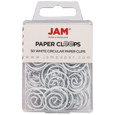 JAM Paper Circular Small Paper Clips, White, 50/Pack (2187139)
