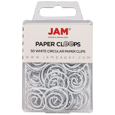 JAM Paper Circular Small Paper Clips, White, 2 Packs of 50 (2187139B)