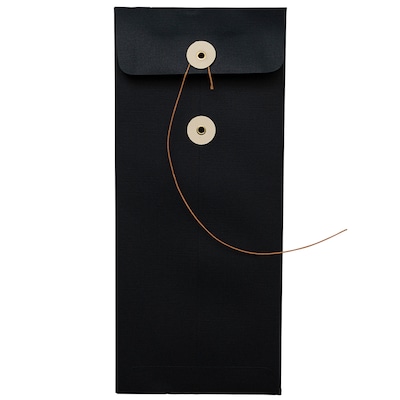 JAM Paper #10 Policy Business Envelopes with Button and String Closure, 4 1/8" x 9 1/2", Black Linen, 25/Pack (1261601)