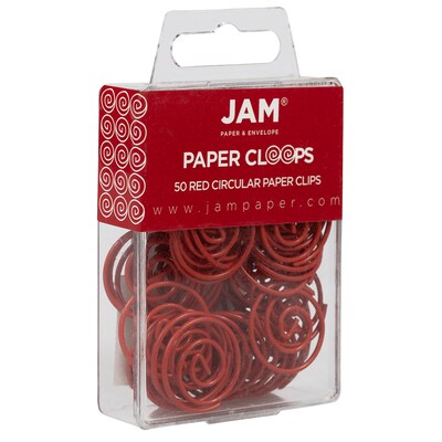 JAM Paper Circular Small Paper Clips, Red, 2 Packs of 50 (2187138B)