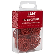 JAM Paper Circular Small Paper Clips, Red, 50/Pack (2187138)