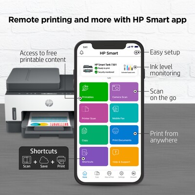 HP Smart Tank 7301 Inkjet Printer, All-in-One Supertank, Print/Copy/Scan (28B70A)