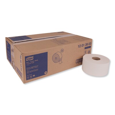 Tork Advanced Jumbo Bath Tissue, Septic Safe, 1-Ply, White, 3.48 x 1200 ft, 12 Rolls/Carton