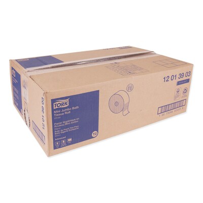 Tork Advanced Jumbo Bath Tissue, Septic Safe, 1-Ply, White, 3.48 x 1200 ft, 12 Rolls/Carton
