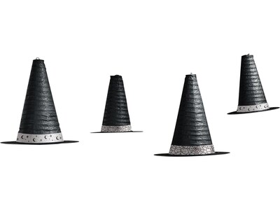Amscan Halloween Witch Hat Hanging Lanterns, Black/White, 4/Pack (244154)