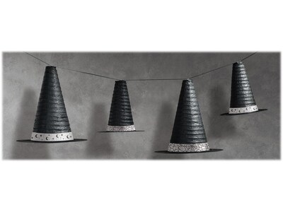 Amscan Halloween Witch Hat Hanging Lanterns, Black/White, 4/Pack (244154)