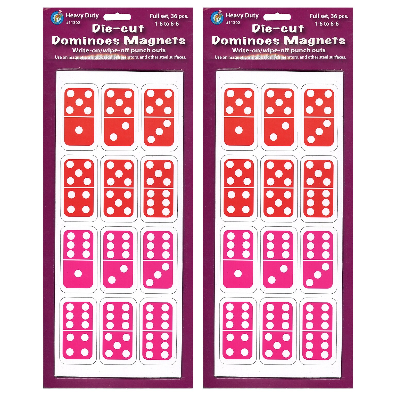 Ashley Productions Die-Cut Magnetic Dominoes, 36/Bundle, 2 Bundles (ASH11302-2)