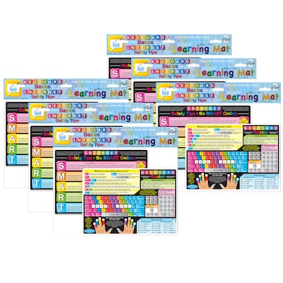 Ashley Smart Poly Learning Mat, 12 x 17, Double-Sided, Keyboard Basics & Internet Safety, Multicol