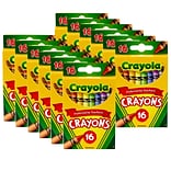 Crayola Regular Size Crayons, Assorted Colors, 16/Box, 12 Boxes (BIN16-12)