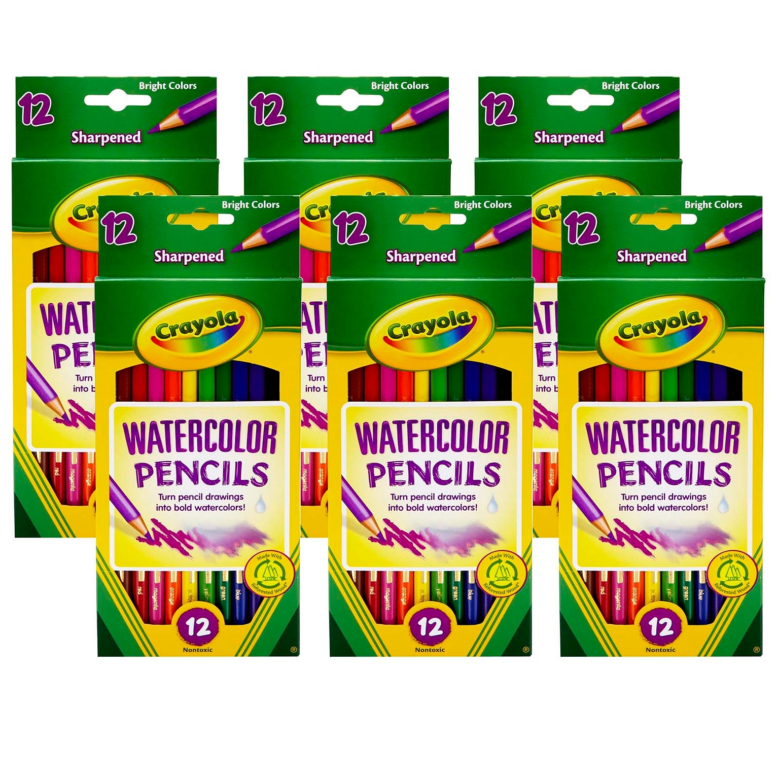 Crayola Watercolor Pencils, Assorted Colors, 12/Bundle, 6 Bundles (BIN4302-6)