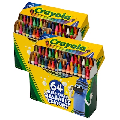 Crayola Ultra-Clean Washable Crayons, 64/Pack, 2 Packs (BIN523287-2)