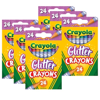 Crayola Glitter Crayons, Assorted Colors, 24/Pack, 6 Packs (BIN523715-6)