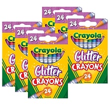 Crayola Glitter Crayons, Assorted Colors, 24/Pack, 6 Packs (BIN523715-6)