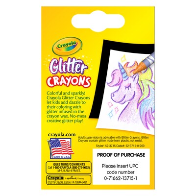 Crayola Glitter Crayons, Assorted Colors, 24/Pack, 6 Packs (BIN523715-6)