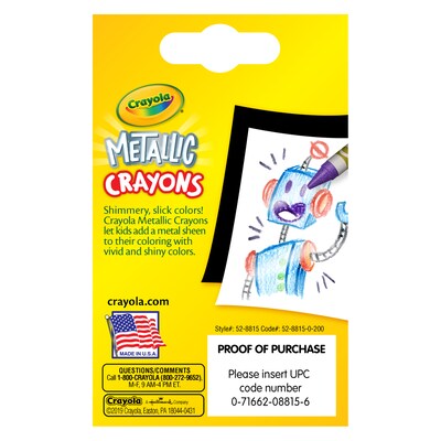 Crayola Metallic Crayons, Assorted Colors, 24/Pack, 6 Packs (BIN528815-6)