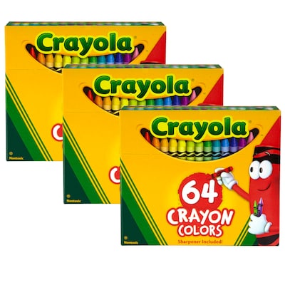 Crayola Regular Size Crayons, Assorted Colors, 64/Box, 3 Boxes (BIN64-3)