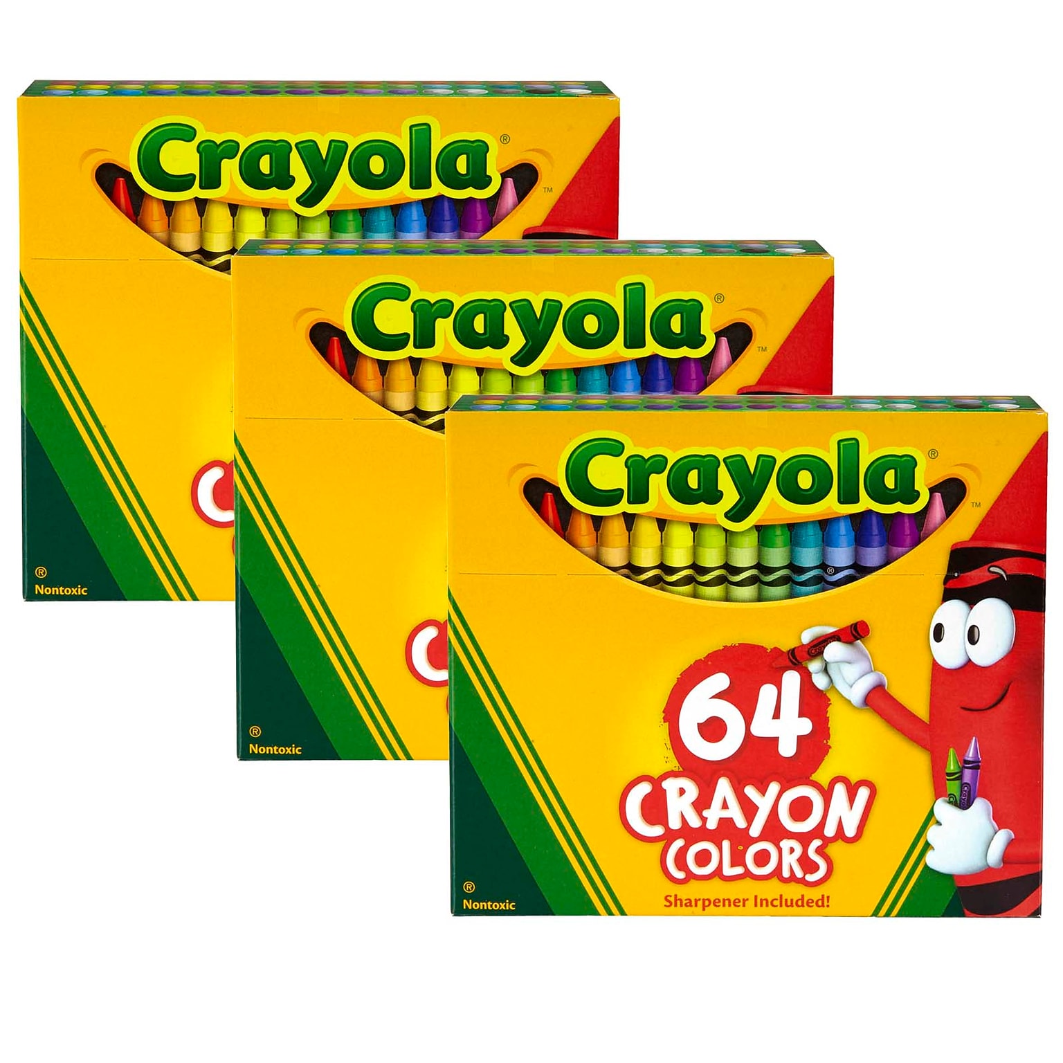 Crayola Regular Size Crayons, Assorted Colors, 64/Box, 3 Boxes (BIN64-3)