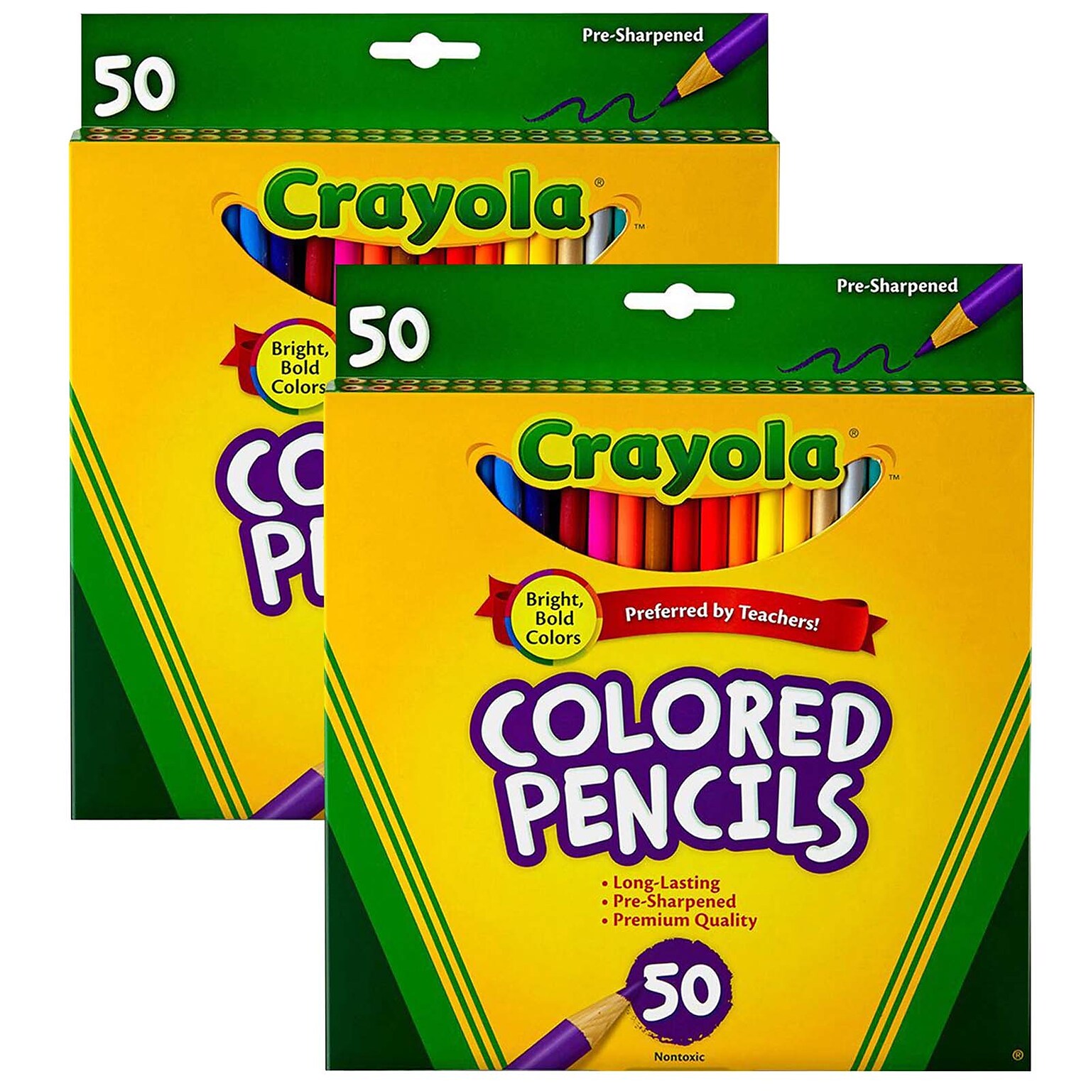 Crayola Colored Pencils, Assorted Colors, 50/Box, 2 Boxes/Bundle (BIN684050-2)