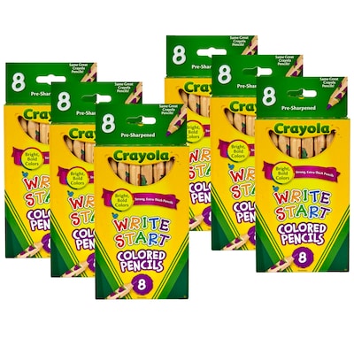 Crayola Write Start Colored Pencils, 8 Per Box, 6 Boxes (BIN684108-6)