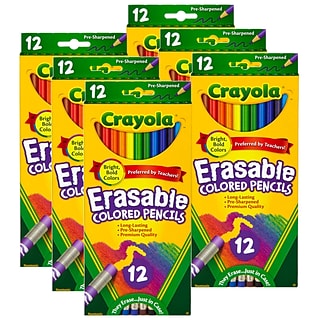 Crayola Erasable Colored Pencils, Assorted Colors, 12/Bundle, 6