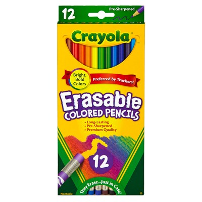 Crayola Erasable Colored Pencils, Assorted Colors, 12/Bundle, 6 Bundles (BIN684412-6)