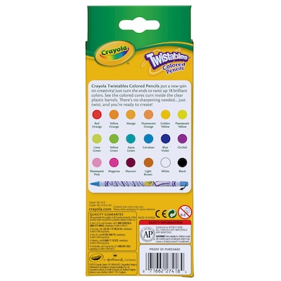 Crayola Twistables Colored Pencils, 18 Per Box, 3 Boxes (BIN687418-3)