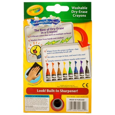 Crayola Dry Erase Washable Crayons, Vibrant Colors, 8/Box, 6 Boxes (BIN985200-6)
