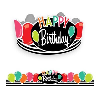 Carson-Dellosa Schoolgirl Style Birthday Crowns, 23.5 x 4.25, Multicolor, 30/Pack (CD-101092)